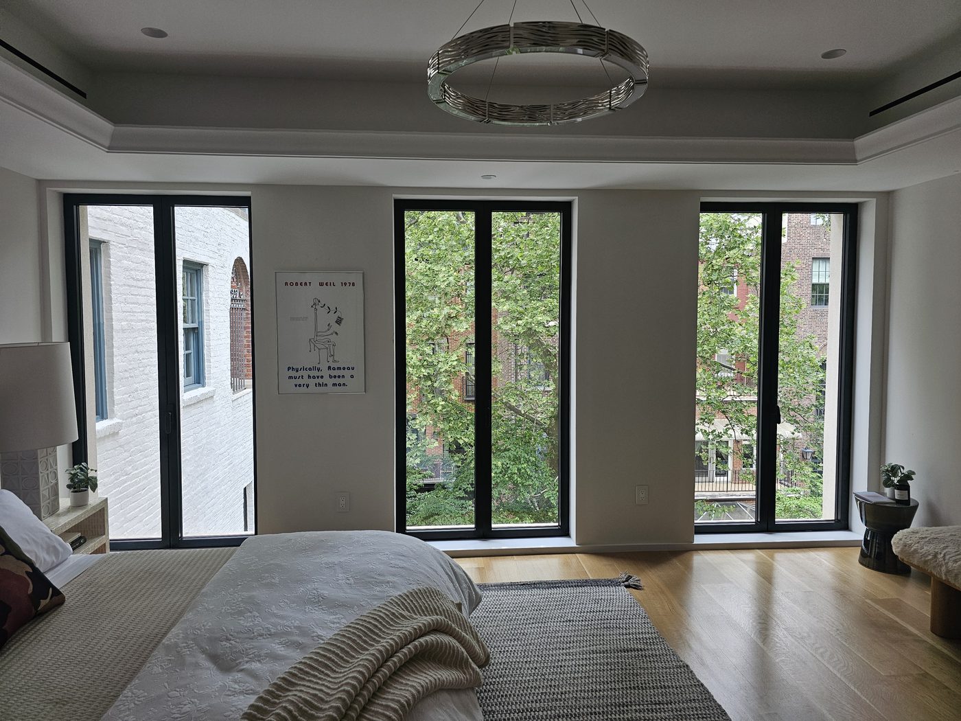 Bedroom at 165 East 64th Street with three floor-to-ceiling Cortizo tilt-and-turn windows