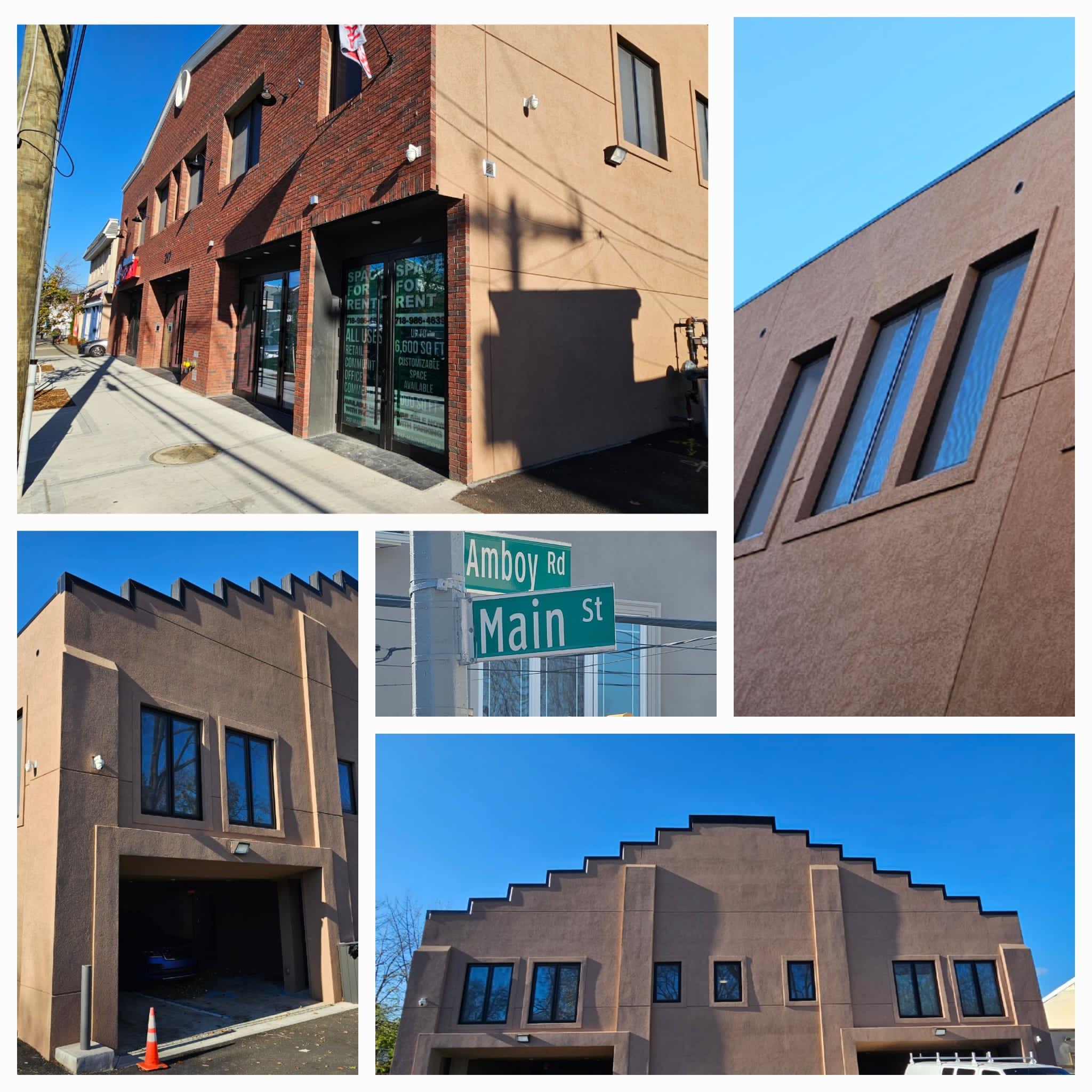 Full facade of 217 Main Street, Staten Island, with black Kleidco storefront and windows