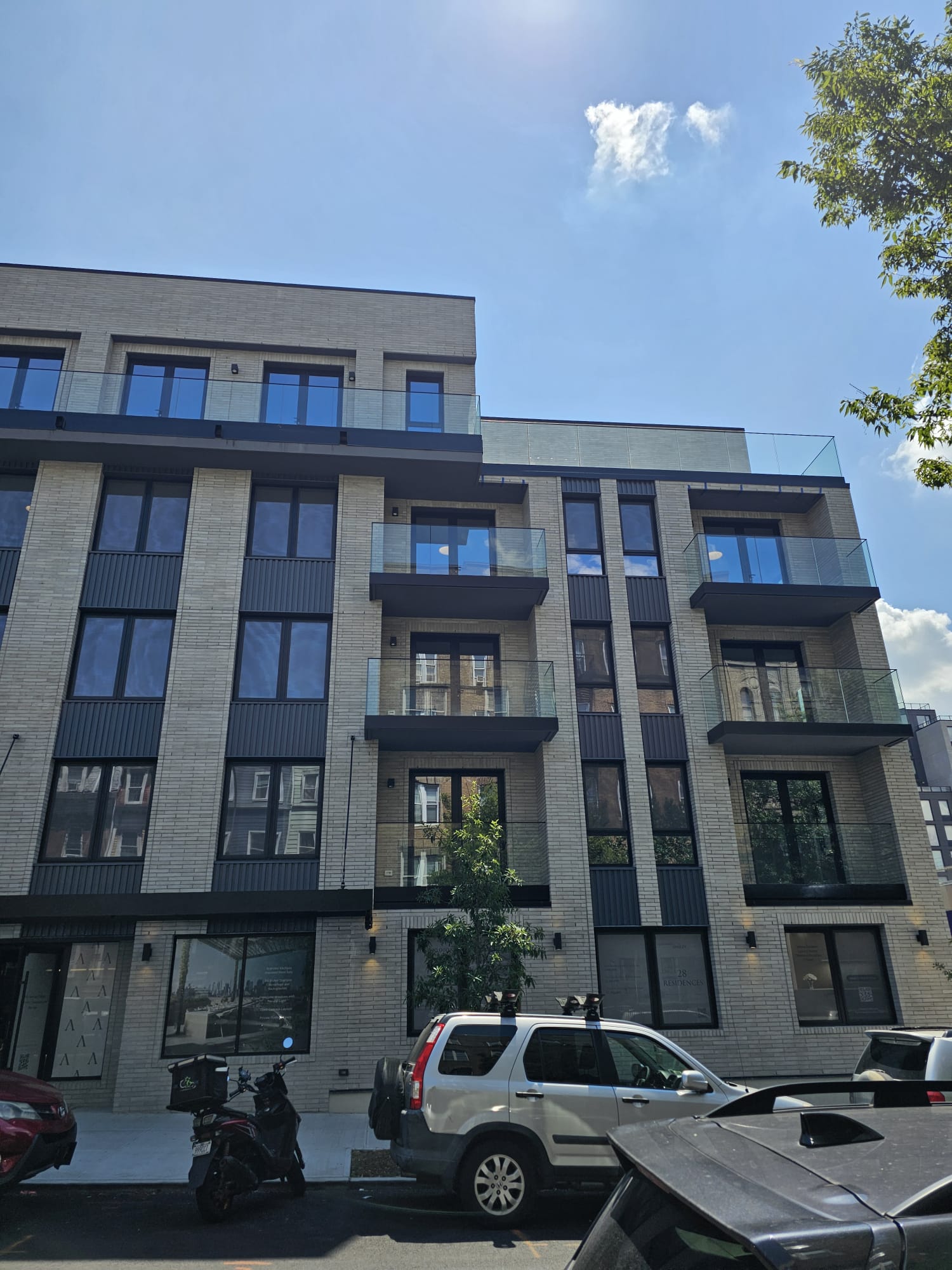 Installation detail showing frame and glazing at 228 13th Street, Brooklyn